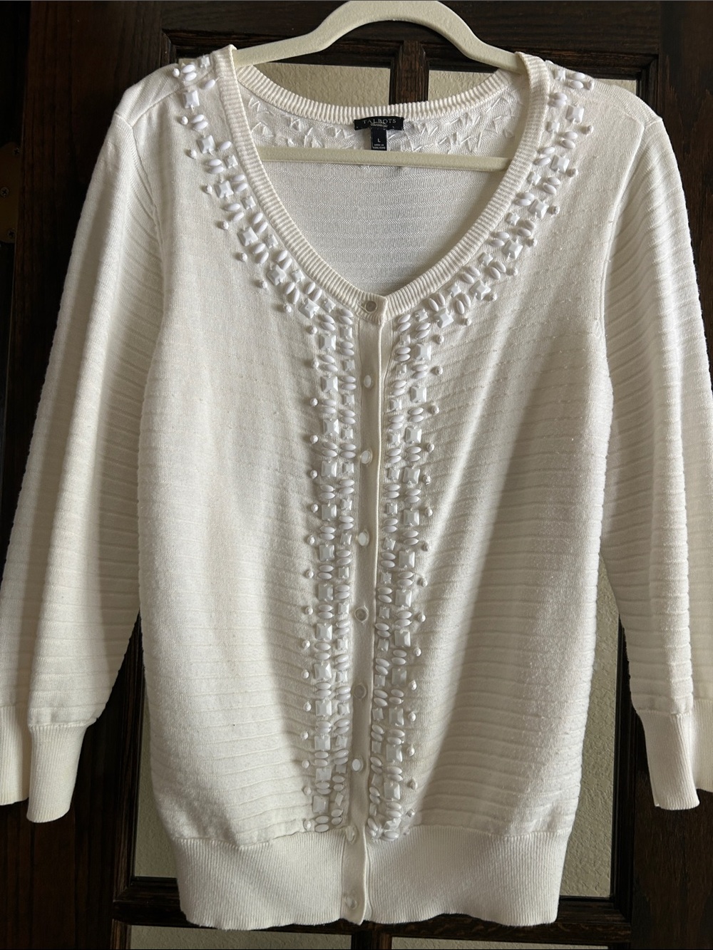 Beaded White Talbots Sweater